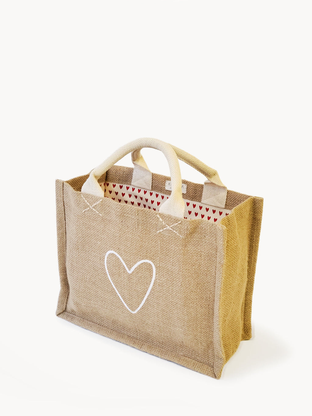 Fair Trade Jute Canvas Love Gift Bag | Eco-Friendly Reusable Tote