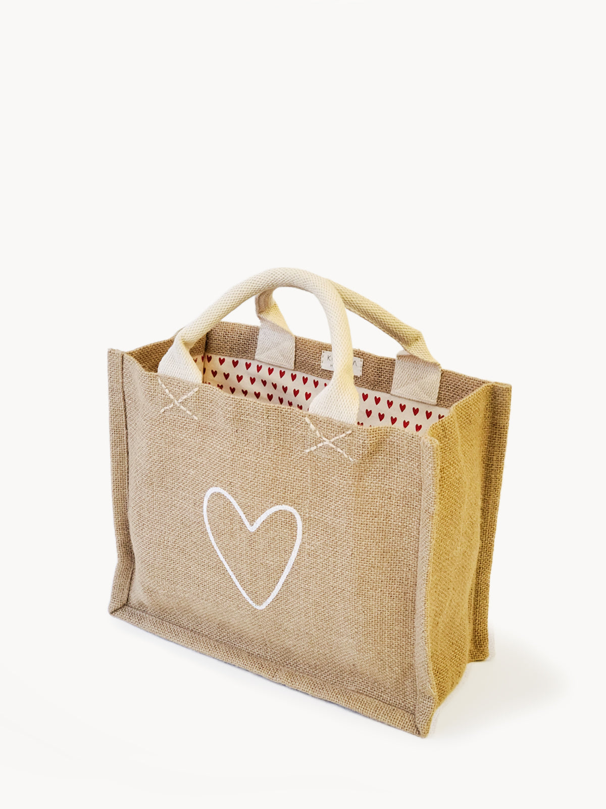 Fair Trade Jute Canvas Love Gift Bag | Eco-Friendly Reusable Tote
