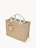 Fair Trade Jute Canvas Gift Bag with Pompom | Eco-Friendly Reusable Bag