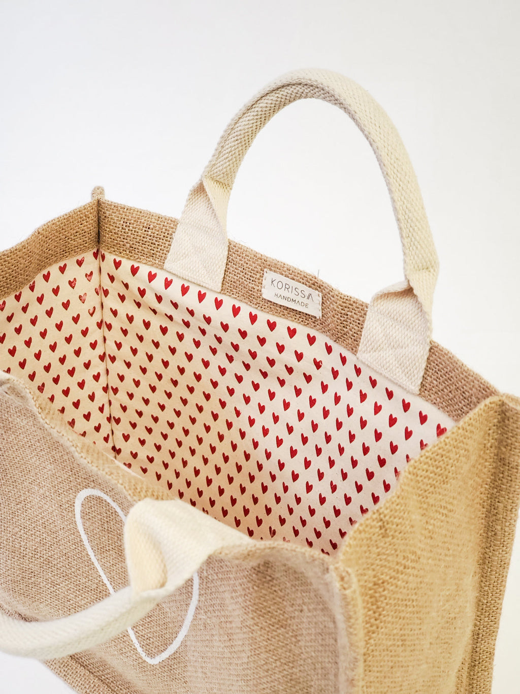 Fair Trade Jute Canvas Love Gift Bag | Eco-Friendly Reusable Tote