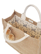 Fair Trade Jute Canvas Gift Bag with Pompom | Eco-Friendly Reusable Bag