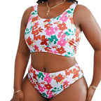 Printed Strap Two-Piece Swimsuit for Women, Plus Size Bikini, Beach Swimwear