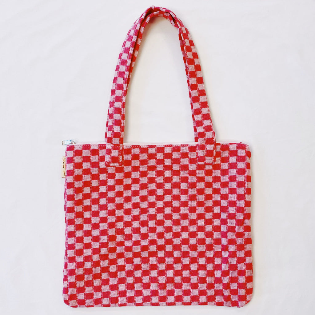 Check Yourself Zipped Tote Bag | Checkered Everyday Tote with Zipper