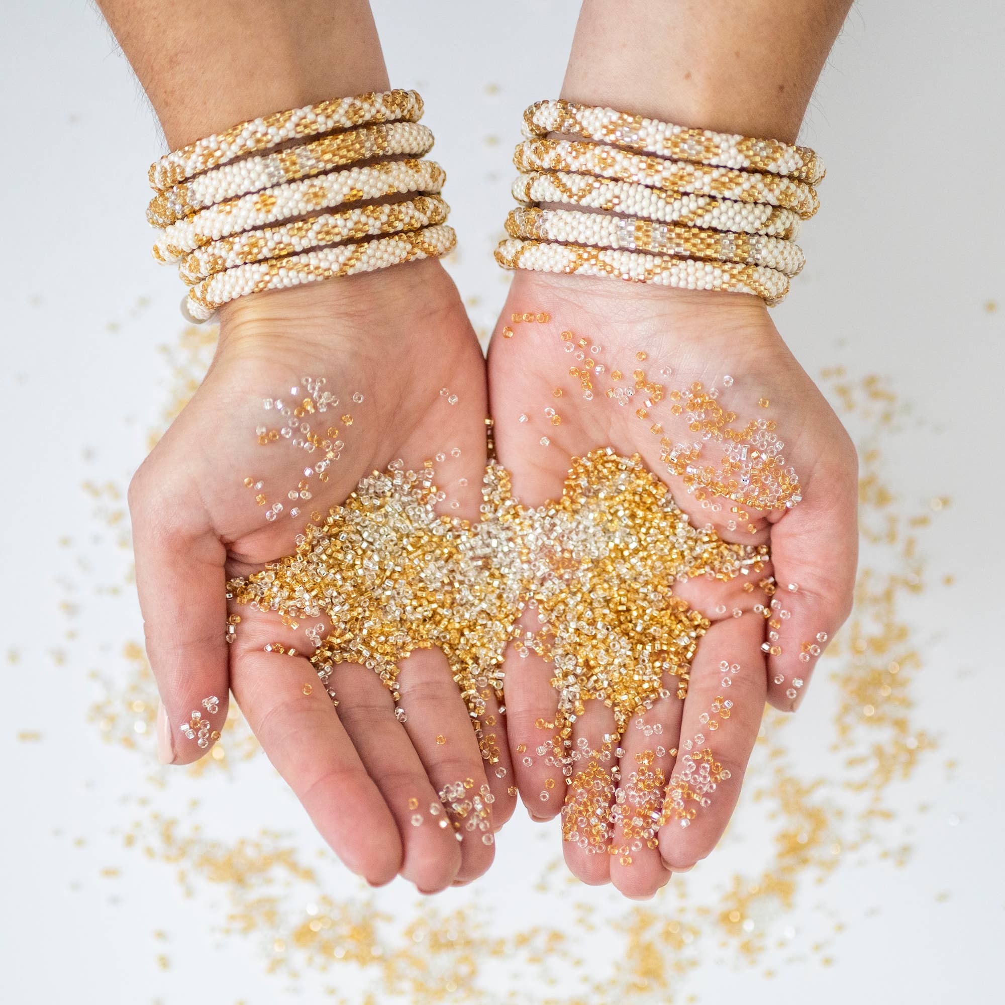 Cairo Roll-On® Bracelet | Fair Trade Gold Glass Bead Bracelet