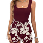 Floral print shorts set