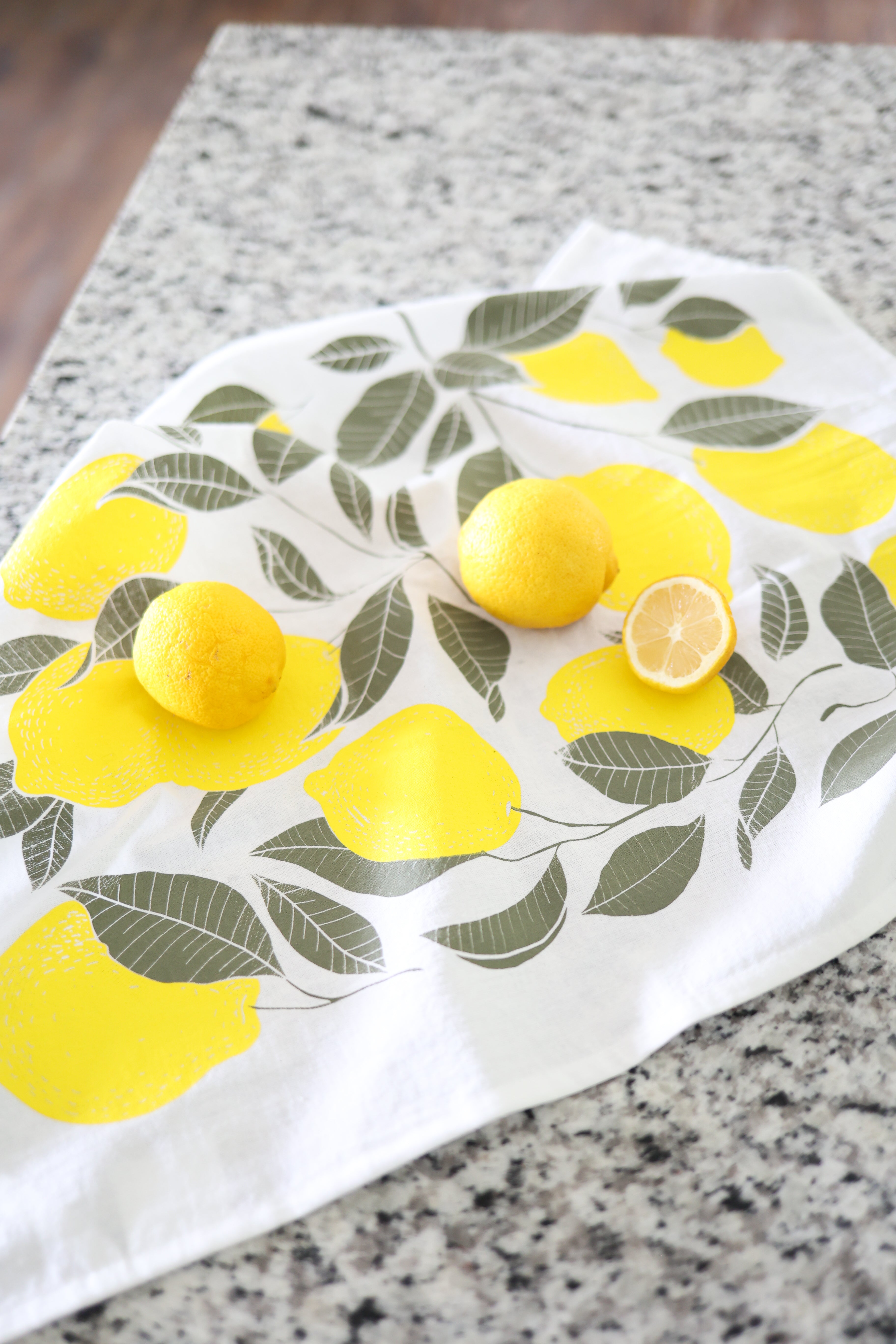 Lemon Tea Towel – Watercolor Print, 100% Cotton | Made in USA by Highland Ridge Decor