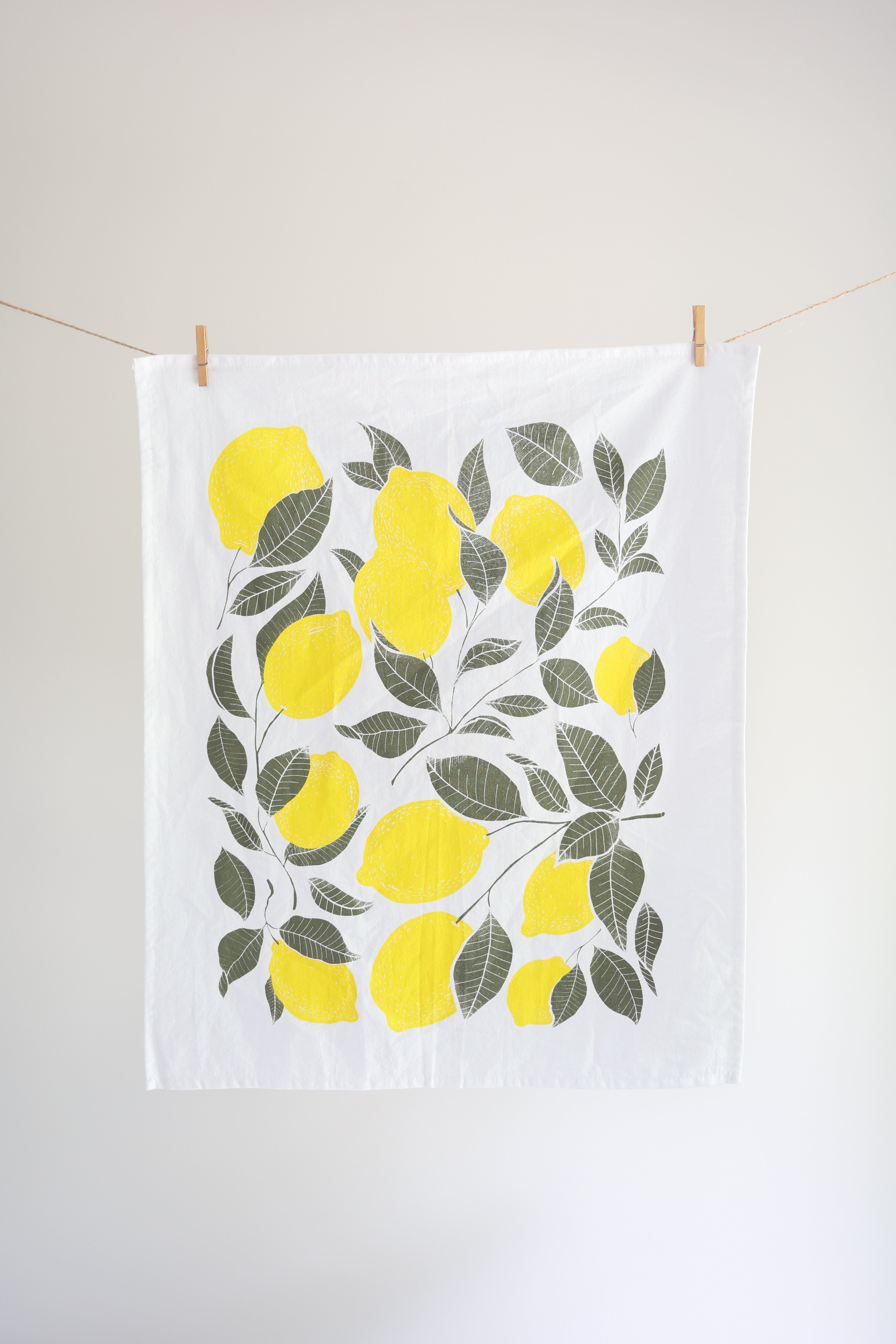 Lemon Tea Towel – Watercolor Print, 100% Cotton | Made in USA by Highland Ridge Decor