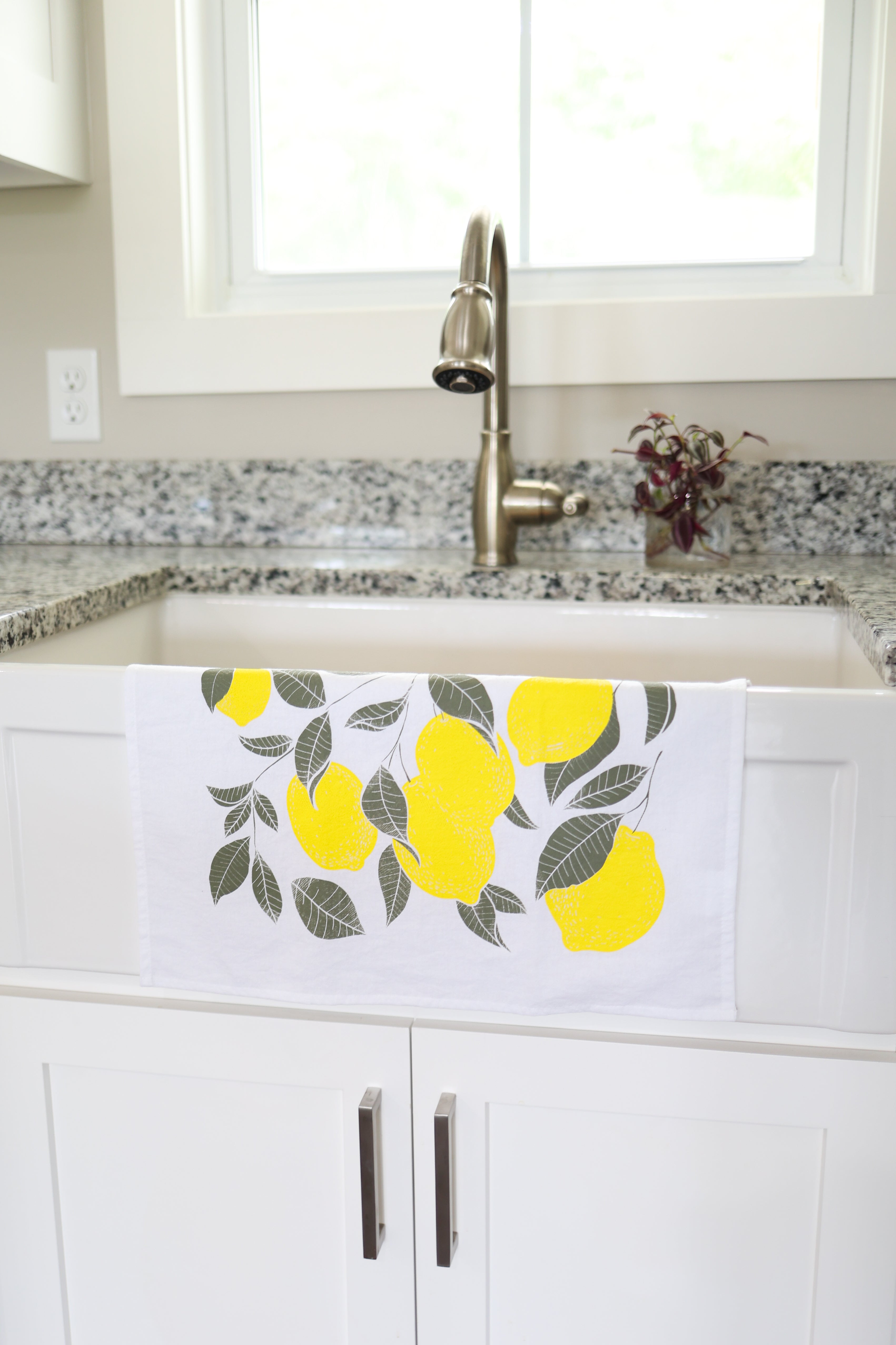 Lemon Tea Towel – Watercolor Print, 100% Cotton | Made in USA by Highland Ridge Decor