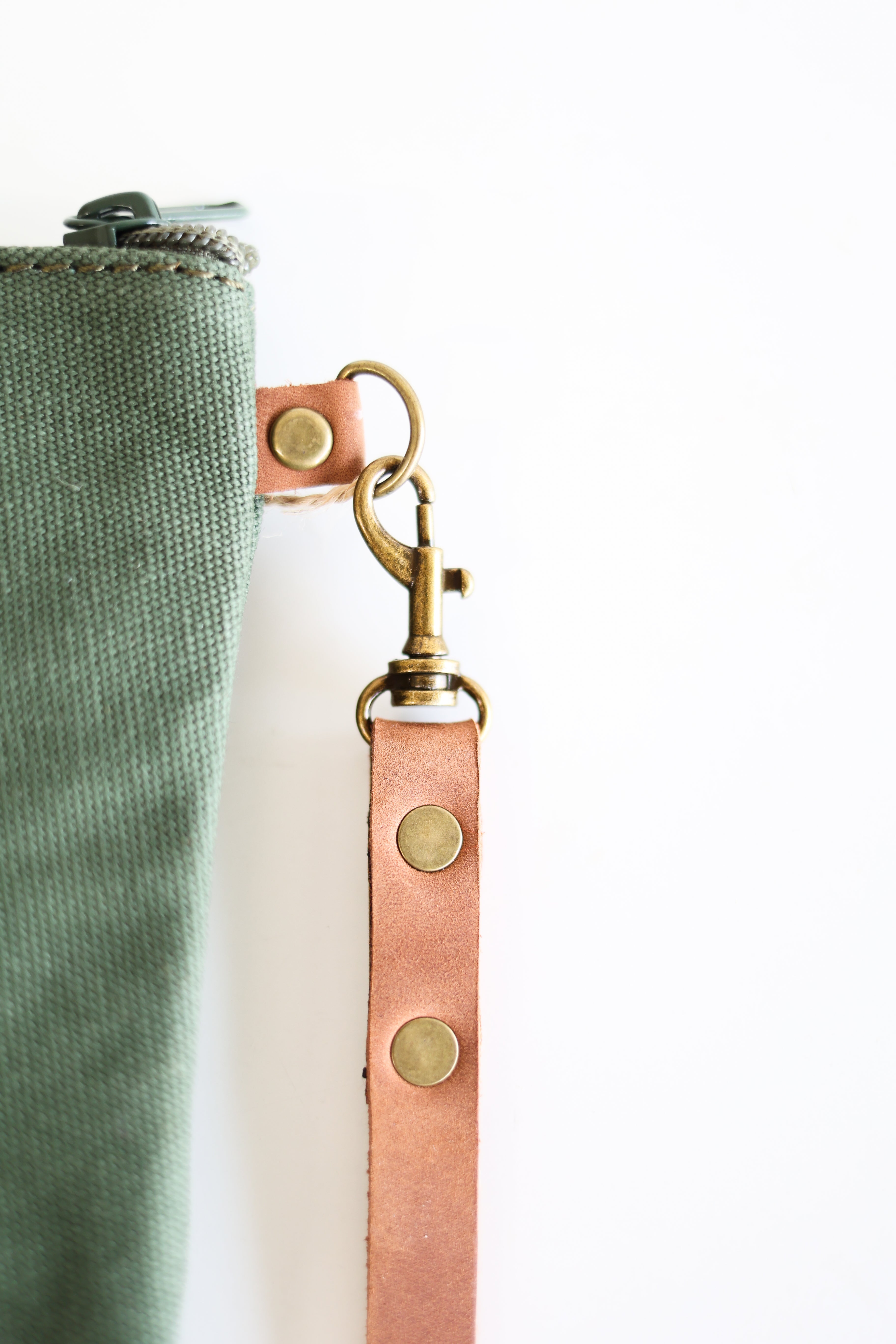 Canvas Clutch & Zippered Pouch | Leather Wrist Strap