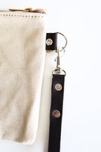Canvas Clutch & Zippered Pouch | Leather Wrist Strap