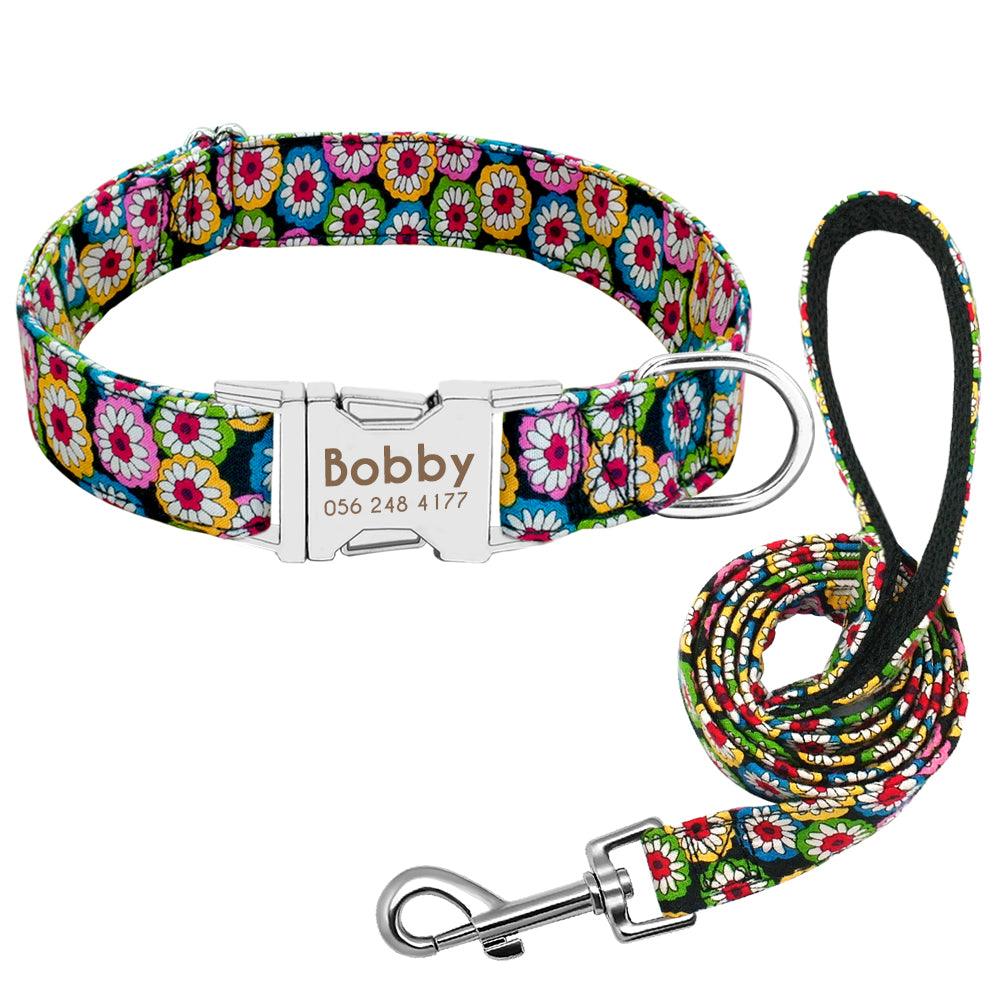 Personalized Dog Collar with Engraved Name | Collar & Leash Sets