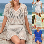 Style Hollow Knit Crochet Sleeveless Cover-Up A-Line Dress
