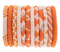 Orange & White Roll-On® Bracelet – Fair Trade Glass Bead