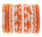 Orange & White Roll-On® Bracelet – Fair Trade Glass Bead