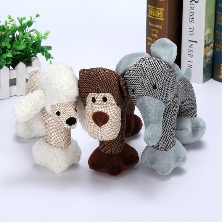 Whistle Pals Squeaky Plush Dog Toys | Poodle, Elephant & Monkey