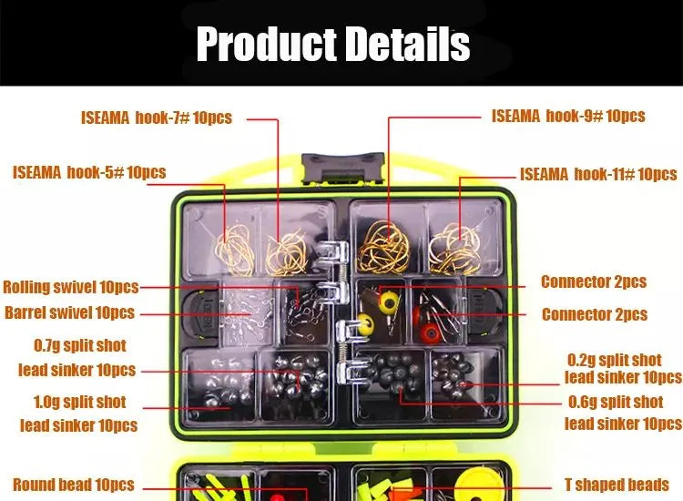184-Piece Fishing Tackle Box Set – 24-Compartment Organizer with Hooks, Weights & More