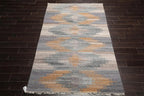 5' x 8' Indoor Outdoor  Hand Woven 100% Recycled PET Yarn Modern Kilim Area Rug Gray-1