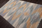 5' x 8' Indoor Outdoor  Hand Woven 100% Recycled PET Yarn Modern Kilim Area Rug Gray-2