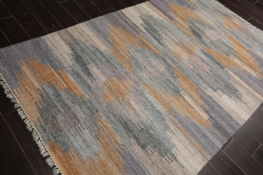 5' x 8' Indoor Outdoor  Hand Woven 100% Recycled PET Yarn Modern Kilim Area Rug Gray-3