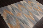 5' x 8' Indoor Outdoor  Hand Woven 100% Recycled PET Yarn Modern Kilim Area Rug Gray-3
