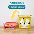 Fabric Cartoon Kids' Toy Storage Bin, Foldable Clothing Organizer & Laundry Hamper, Creative Living Room Storage Basket
