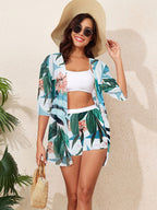 High waist flat angle split bikini women's swimsuit