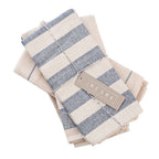 Farmhouse Kitchen Towel Set of 4 – 100% Upcycled Cotton, Natural & Denim