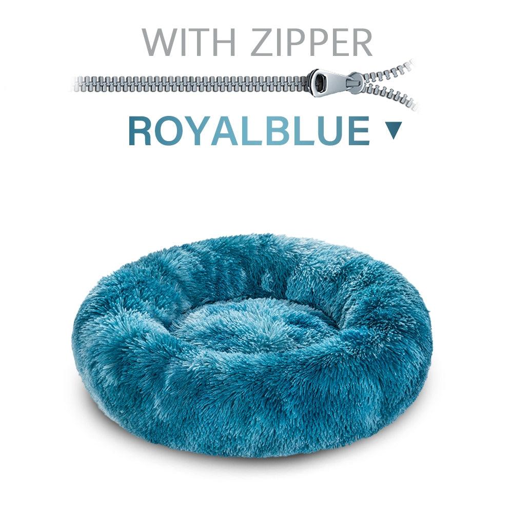 SnugglePaws Plush Donut Pet Bed | Cozy Calming Bed for Dogs & Cats