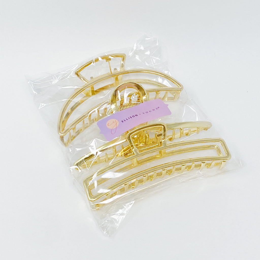 Gold Mine Hair Claw Set of 3 | Large Gold Finish Claw Clips