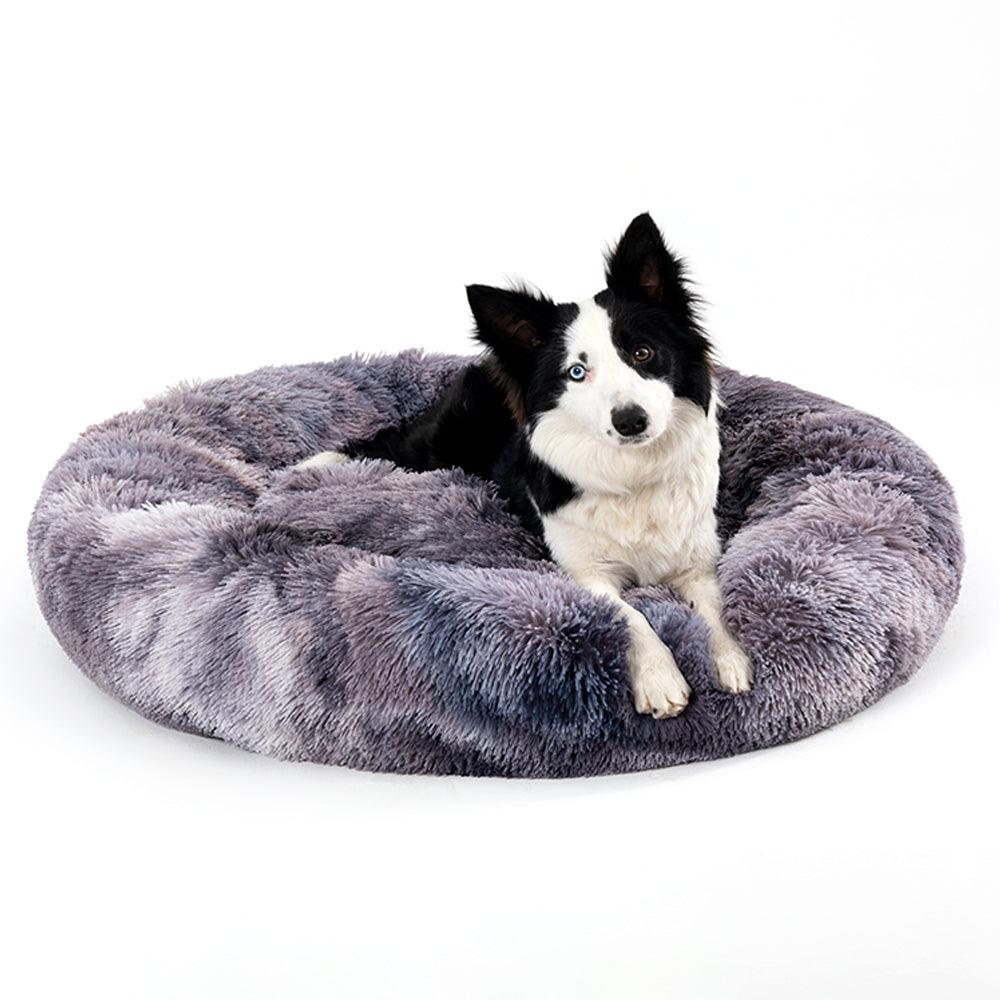 SnugglePaws Plush Donut Pet Bed | Cozy Calming Bed for Dogs & Cats