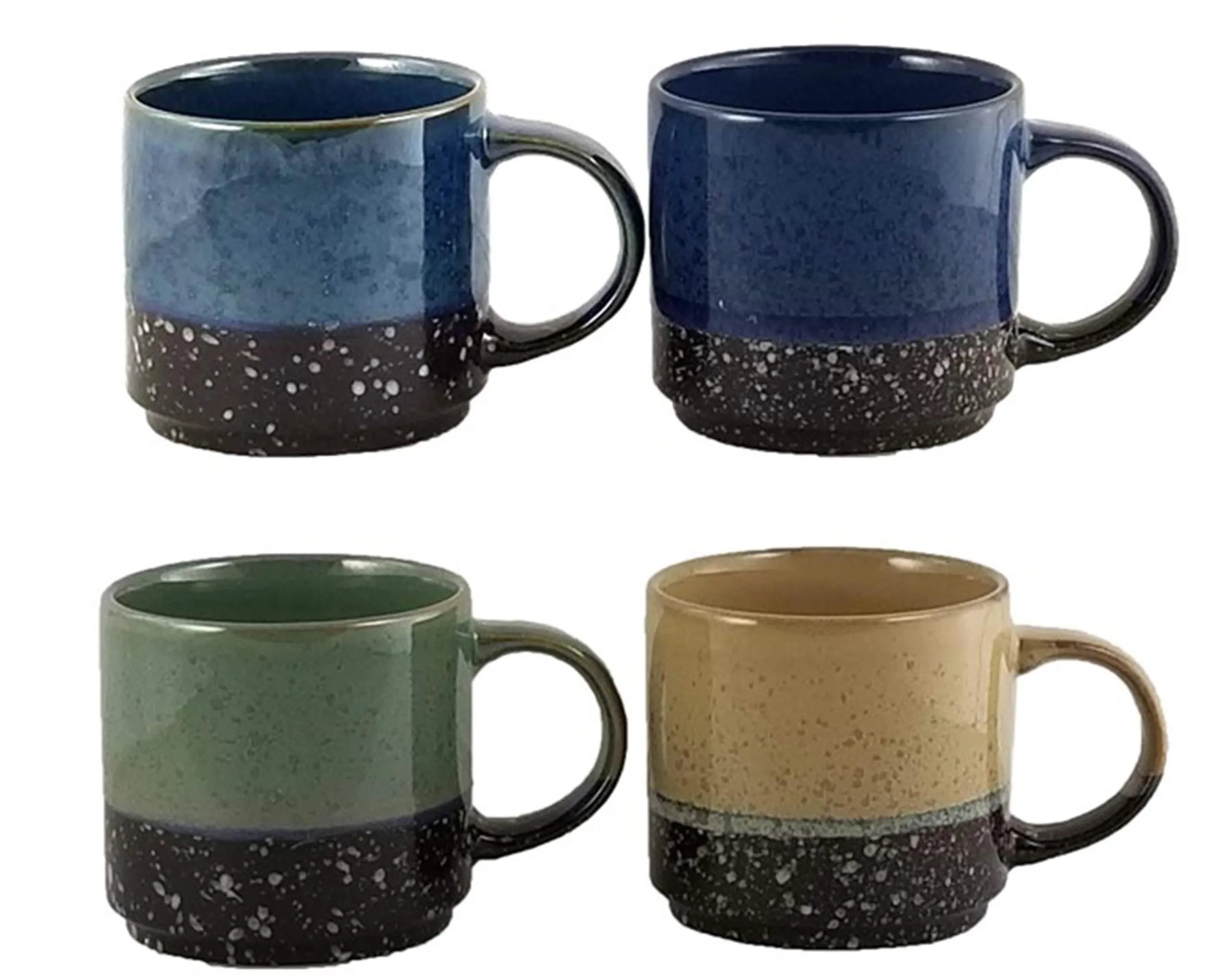 Marcelle 4-Piece Stackable 14 oz Stoneware Mug Set with Stand