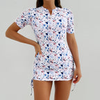 Printed short sleeved women's sports suit