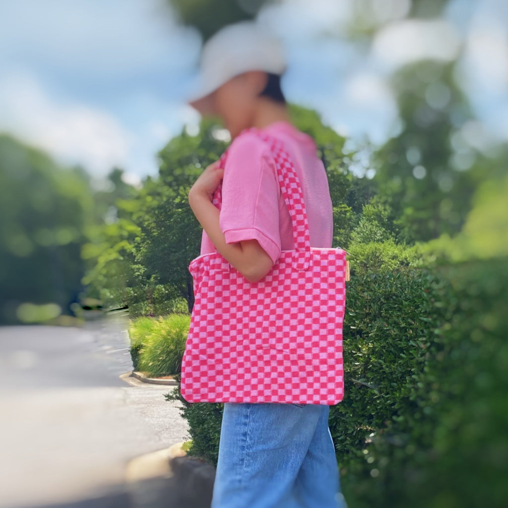 Check Yourself Zipped Tote Bag | Checkered Everyday Tote with Zipper