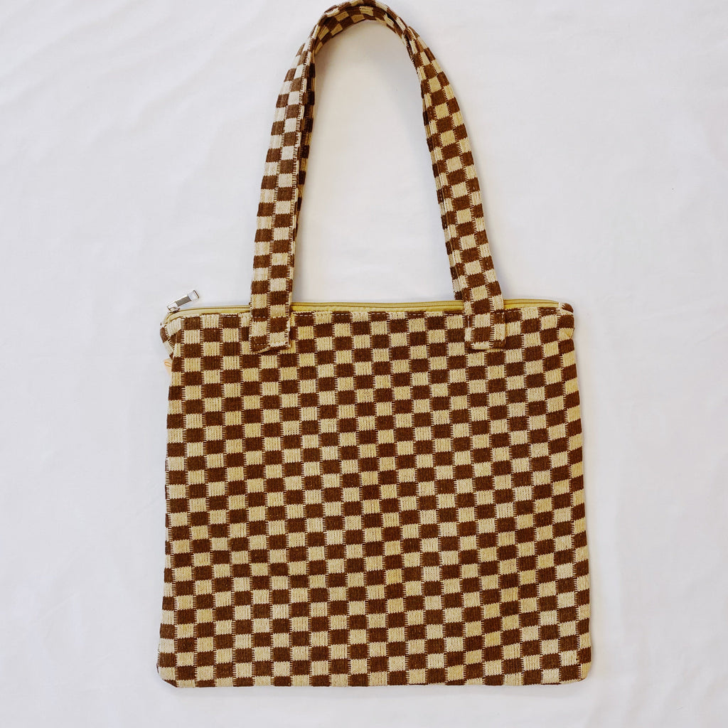 Check Yourself Zipped Tote Bag | Checkered Everyday Tote with Zipper