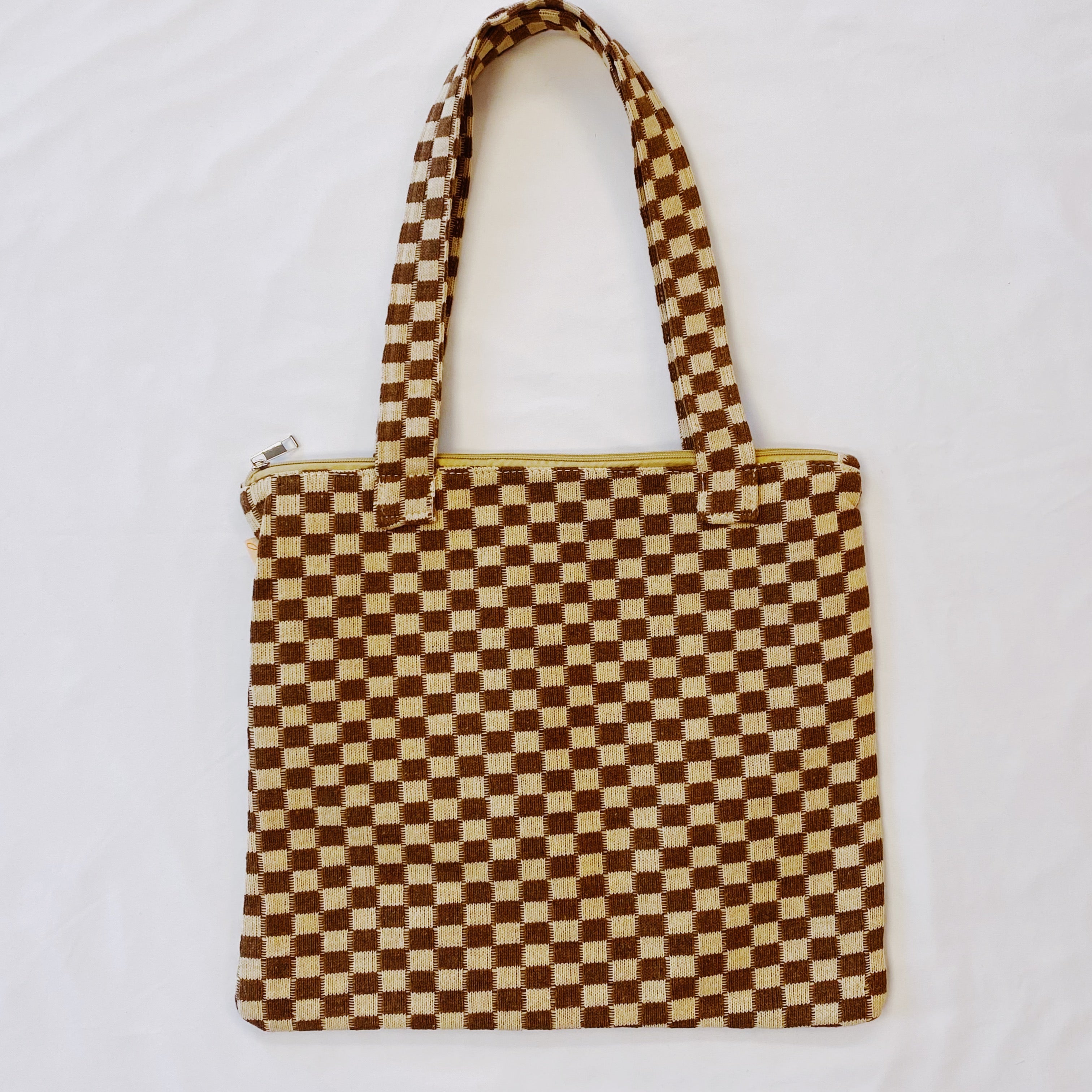 Check Yourself Zipped Tote Bag | Checkered Everyday Tote with Zipper