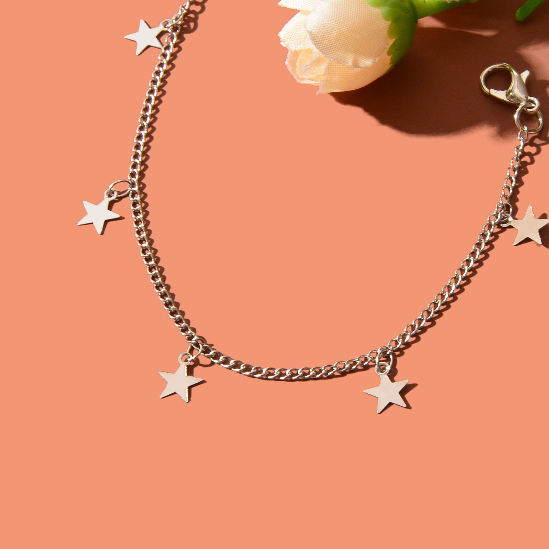 Minimalist Silvery Chain Star Charm Anklet Boho Chic Beach Vacation Foot Jewelry-3