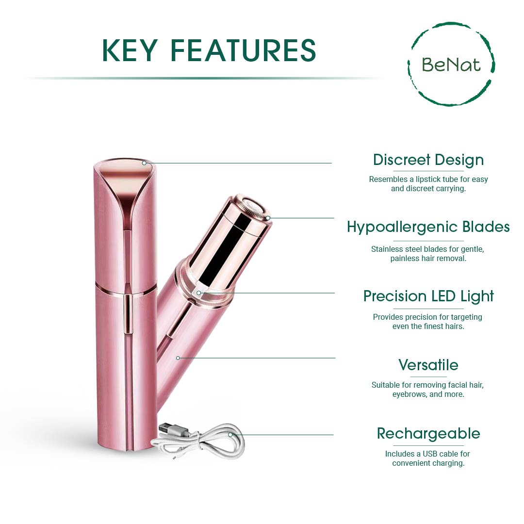 Facial Hair Remover for Women | Painless Peach Fuzz Remover with LED Light