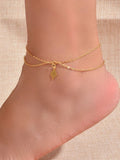 Bohemian Foot Beach Jewellery Double Layer Chain Rhombus Geometric Charm Anklet