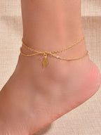 Bohemian Foot Beach Jewellery Double Layer Chain Rhombus Geometric Charm Anklet