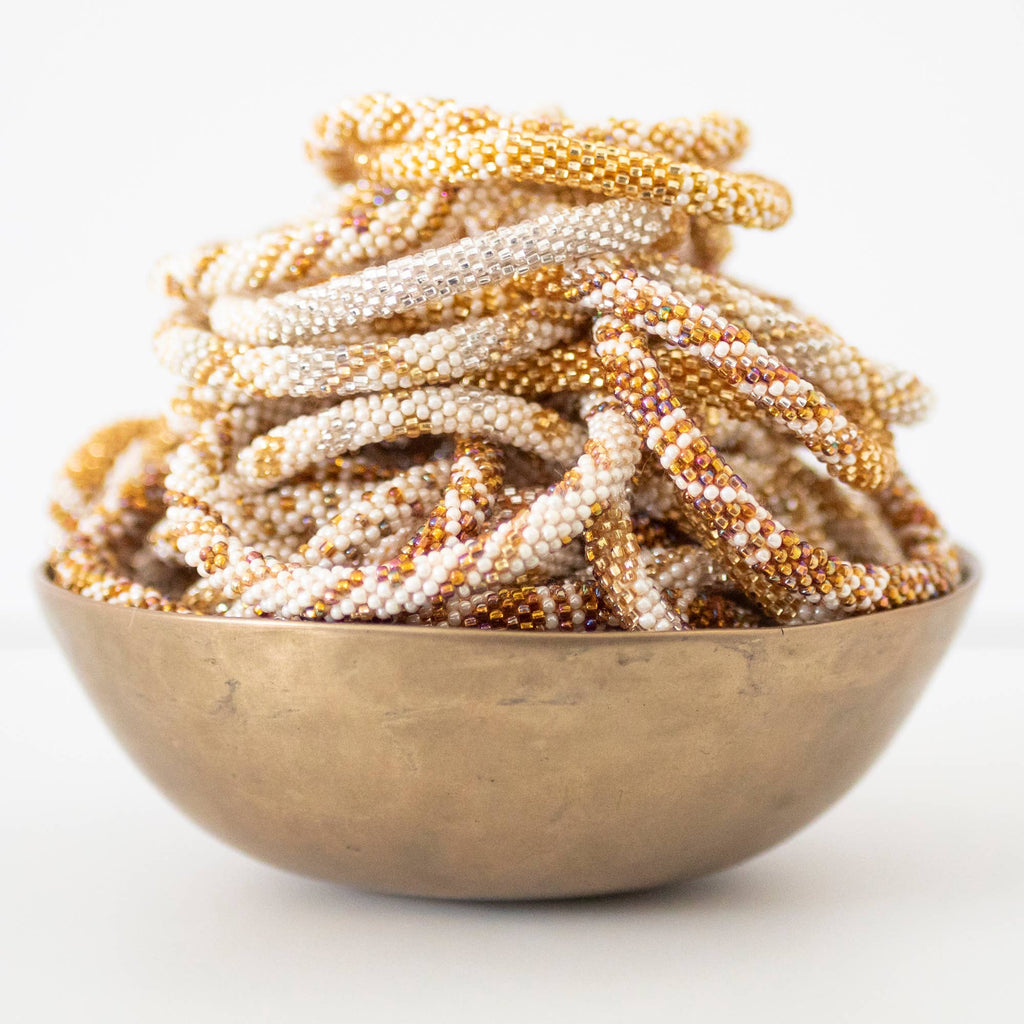 Cairo Roll-On® Bracelet | Fair Trade Gold Glass Bead Bracelet