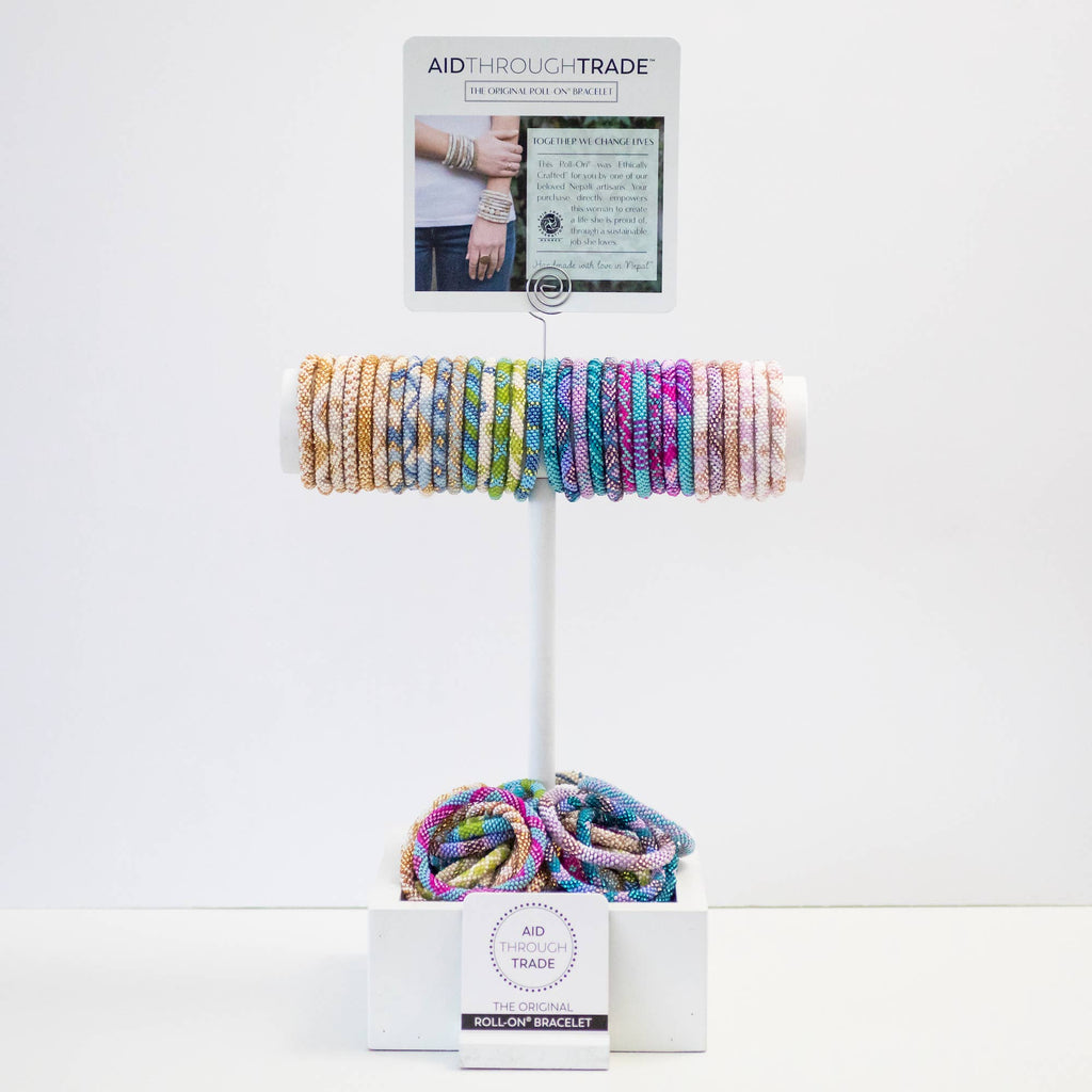 Cairo Roll-On® Bracelet | Fair Trade Gold Glass Bead Bracelet