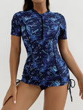 Printed short sleeved women's sports suit