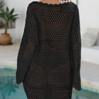Ladies' Kaftan Wave-Edge Woven Hollow-Out Beach Cover-Up