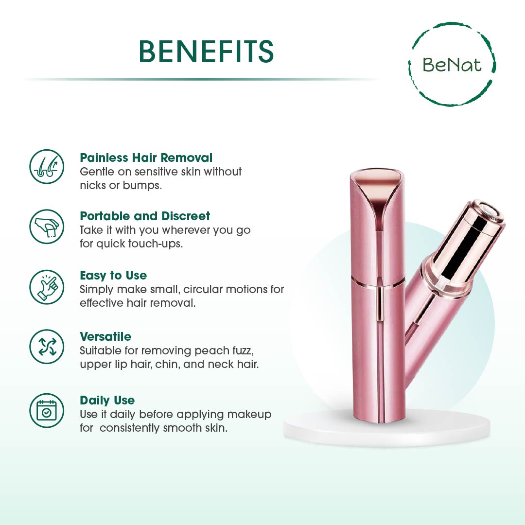 Facial Hair Remover for Women | Painless Peach Fuzz Remover with LED Light