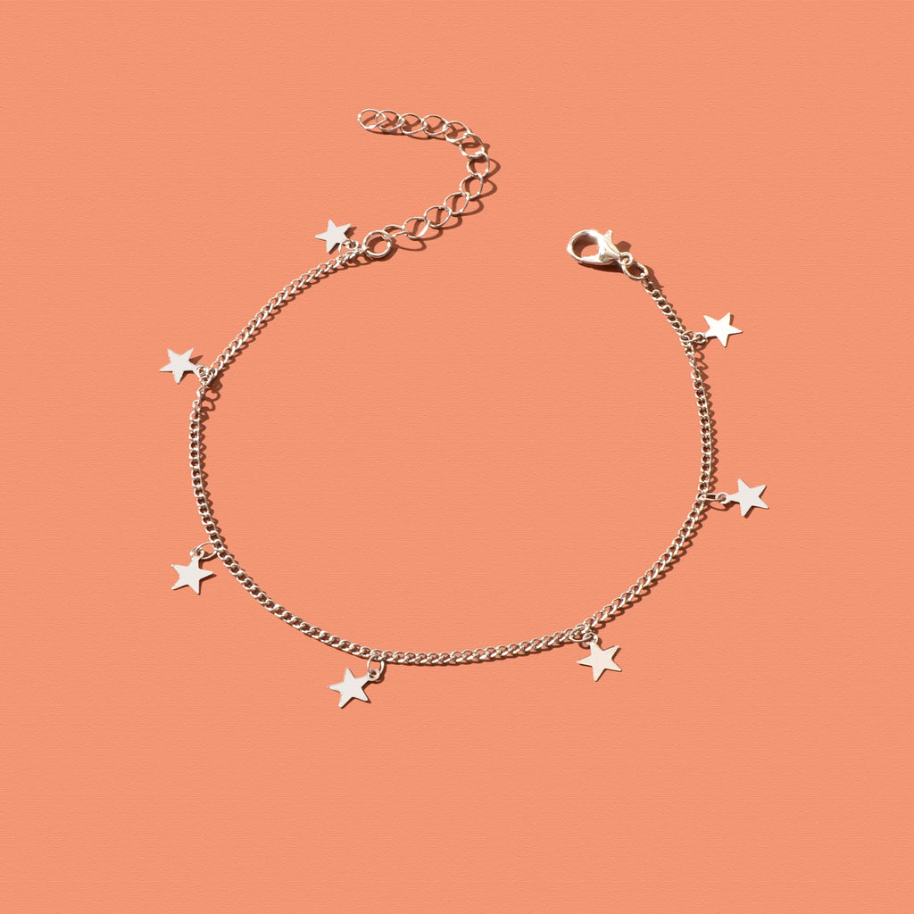 Minimalist Silvery Chain Star Charm Anklet Boho Chic Beach Vacation Foot Jewelry-4