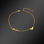 Minimalist Beach Foot Jewelry Gold Chain Heart Charm Love Letter Anklet Bracelet