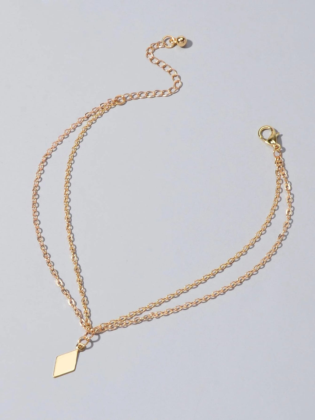 Bohemian Foot Beach Jewellery Double Layer Chain Rhombus Geometric Charm Anklet