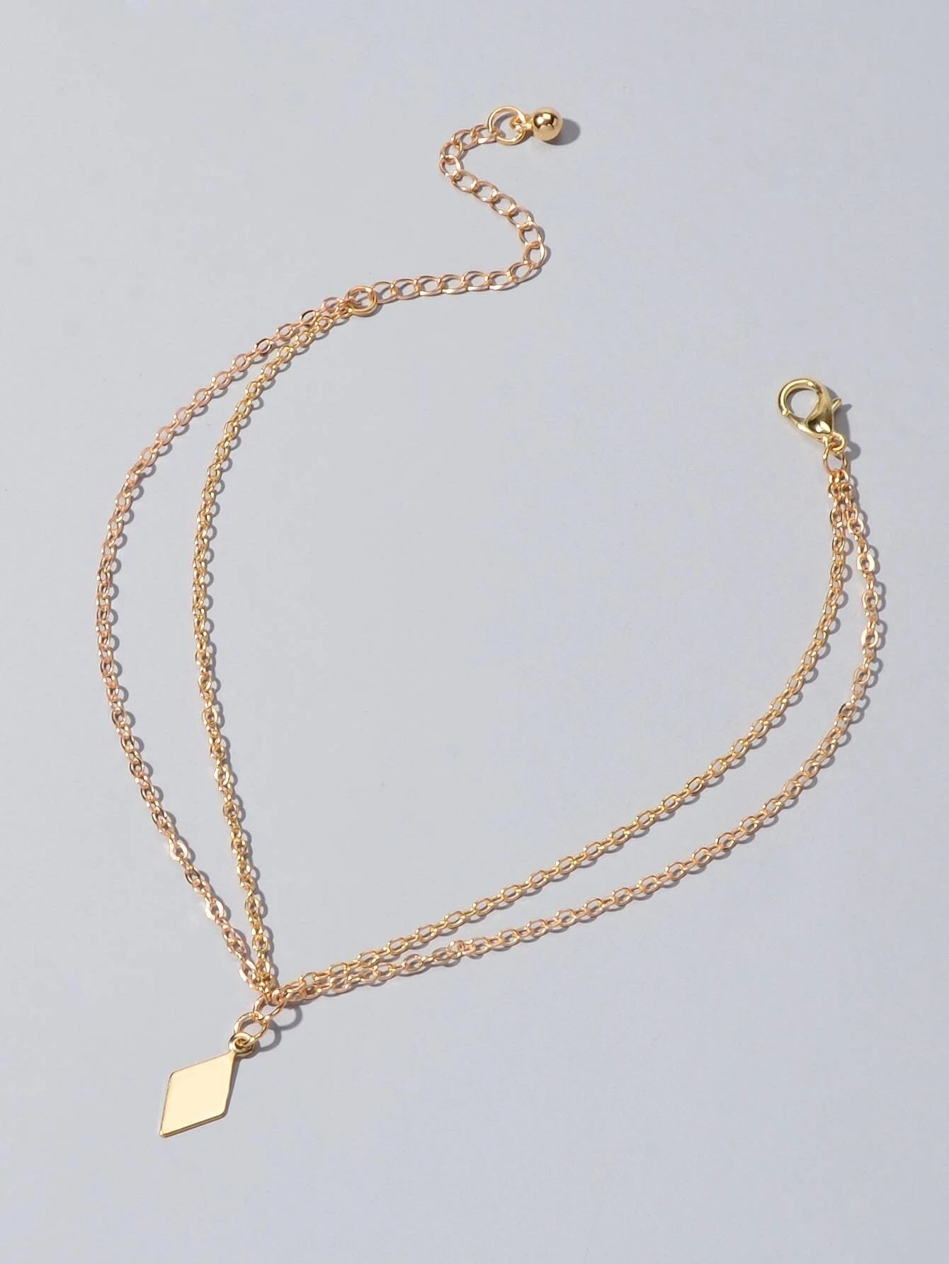 Bohemian Foot Beach Jewellery Double Layer Chain Rhombus Geometric Charm Anklet