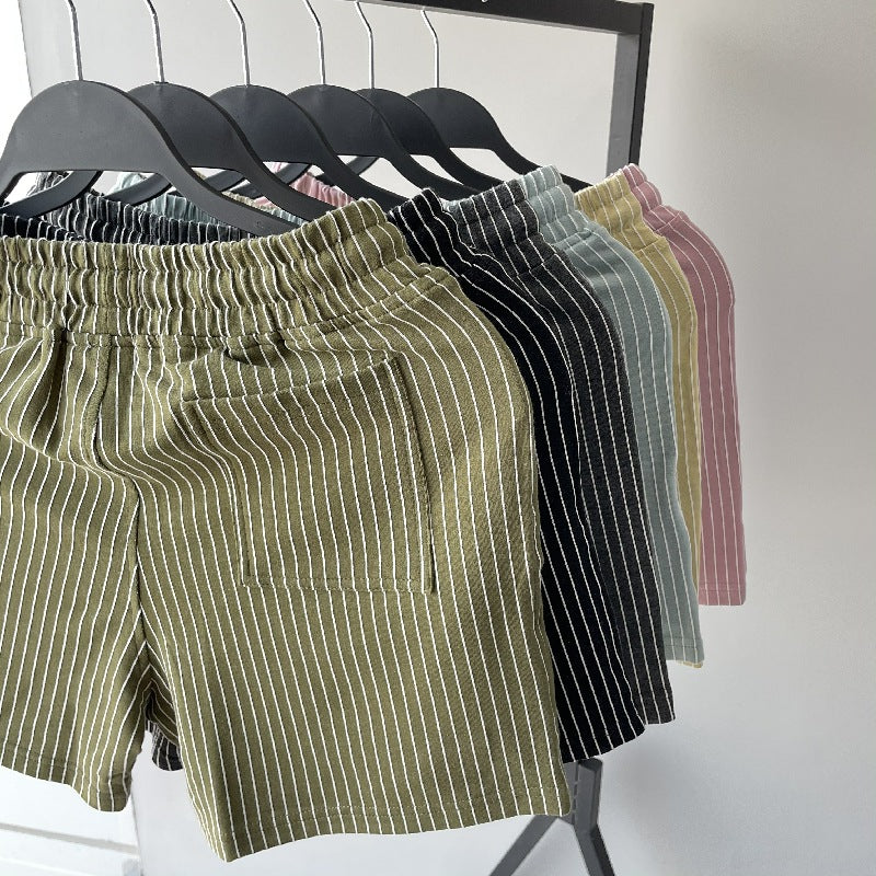 Summer striped cropped shorts for men and women's sports and casual shorts