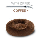 SnugglePaws Plush Donut Pet Bed | Cozy Calming Bed for Dogs & Cats